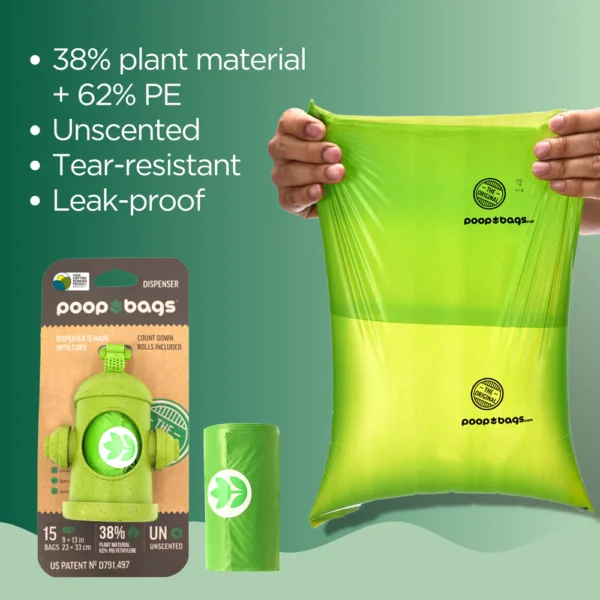 Dispensador de bolsas para desechos de perros, material reciclado. Incluye 15 bolsas. - Image 2