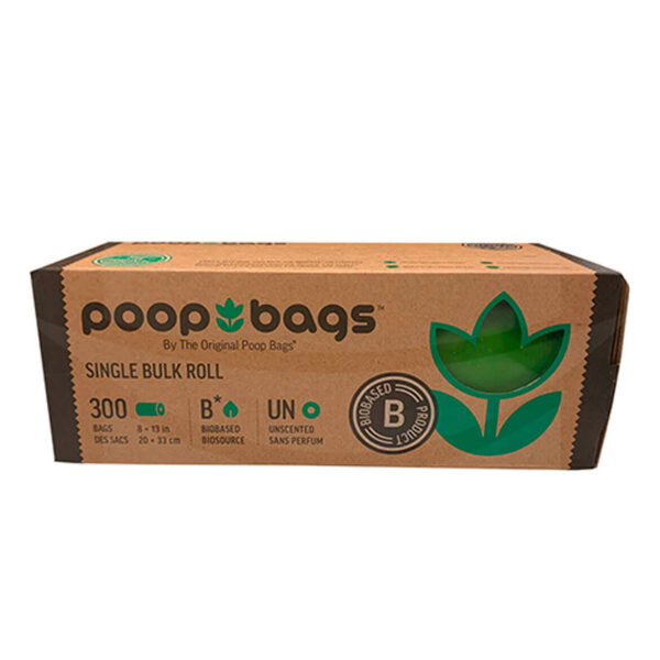 Dispensador con 300 bolsas biodegradables para desechos de perros.