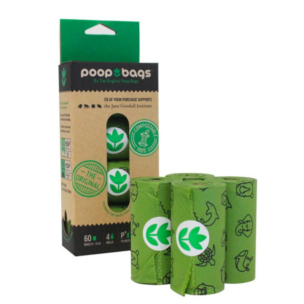 POOP BAGS BOLSA COMPOSTABLE 4 ROLLOS (60 bolsas)
