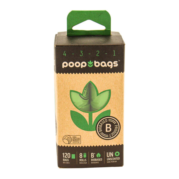 Bolsas biodegradables para desechos de perro. Incluye 8 rollos, 120 bolsas.