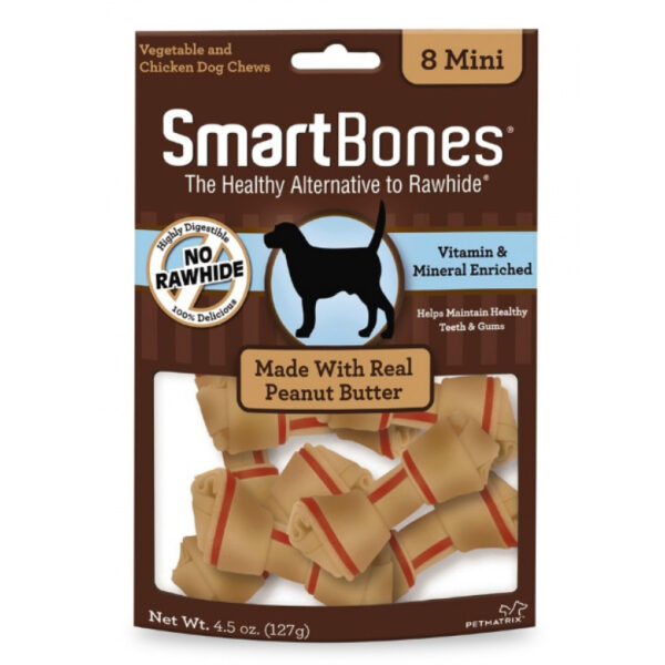 SMART BONES HUESOS CREMA DE CACAHUATE MINI (8 PIEZAS)